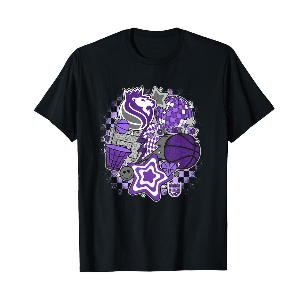 Nba Sacramento Kings Psychedelic Basketball Collage T-Shirt